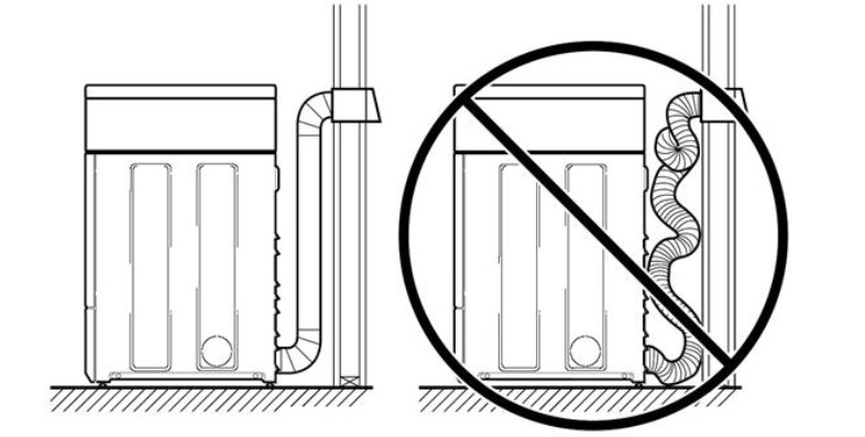 No doble el conducto de la secadora